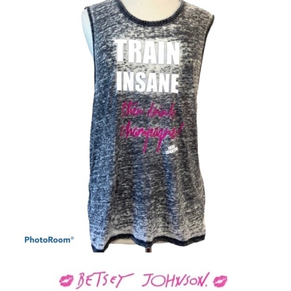 Betsey Johnson Burn Out Tank Top “Train insane" - Picture 1 of 7
